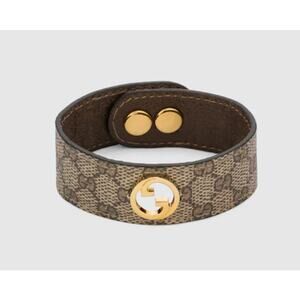 Gucci Blondie Interlocking G Monogram GG Supreme Cuff Bracelet L Large